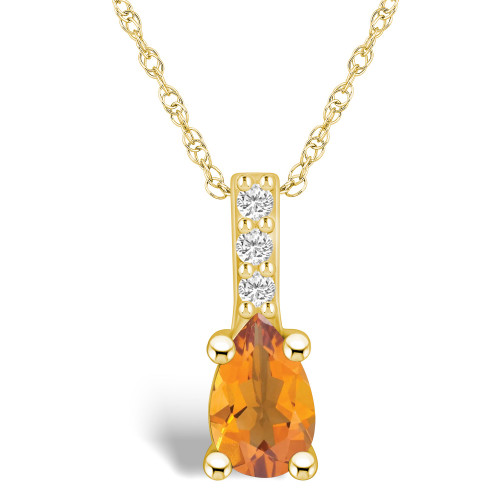 Citrine (7/8 Ct. T.W.) and Diamond Accent Pendant Necklace in 14K Yellow Gold