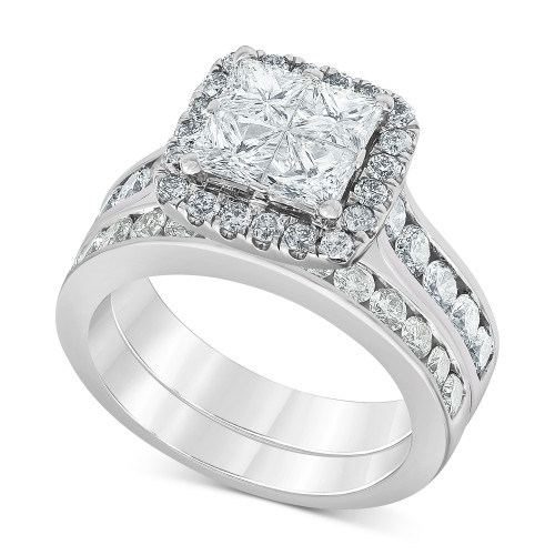 Diamond Princess Quad Cluster Bridal Set (2-7/8 ct. t.w.) in 14k White Gold