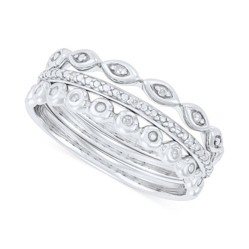 Diamond Accent Three Row Ring in 10k White Gold