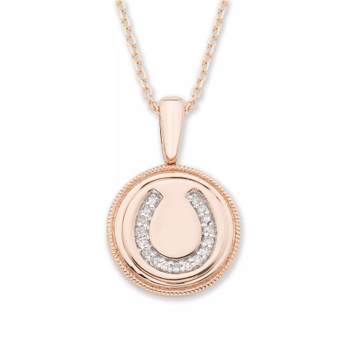 Diamond (1/20 ct. t.w.) Horseshoe Pendant in 14k Yellow or Rose Gold