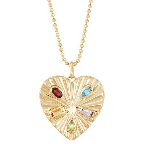 Multi-Stone (1 ct.tw.) 18" Heart Pendant Necklace in 14k Gold-Plated Sterling Silver