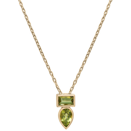 Peridot (3/8 ct. t.w.) & Green Tourmaline (1/3 ct. t.w.) Bezel 18" Pendant Necklace in 14k Gold-Plated Sterling Silver, Created for Macy's
