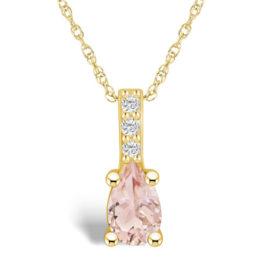Morganite (3/4 Ct. T.W.) and Diamond Accent Pendant Necklace in 14K Yellow Gold