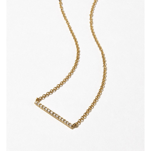 Diamond Small Bar Necklace (1/20 ct. t.w.) in 14k Gold, 16" + 2" extender, Created for Macy's