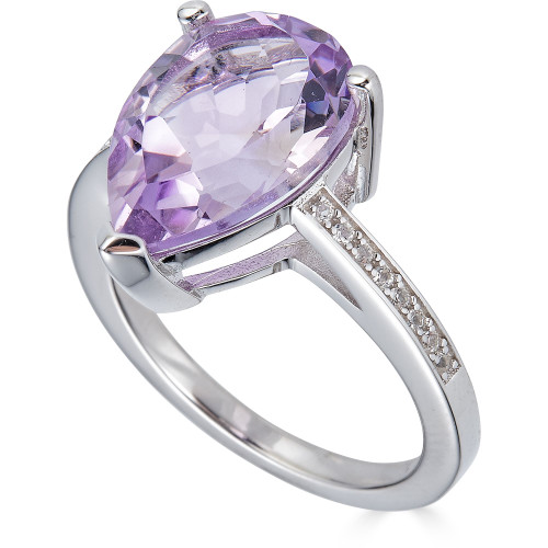 Blue Topaz (4-1/2 ct. t.w.) & White Topaz (1/10 ct. t.w.) Ring in Sterling Silver (Also in Pink Amethyst & Green Quartz)