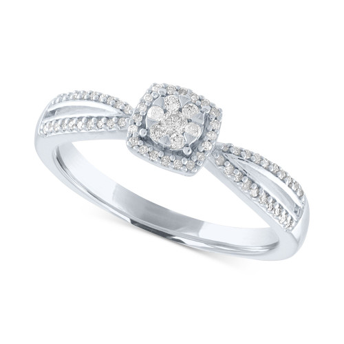 Diamond Cluster Promise Ring (1/6 ct. t.w.) in Sterling Silver