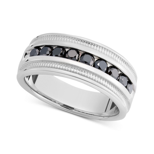 Men's Sterling Silver Ring, Black Diamond Band (1 ct. t.w.)