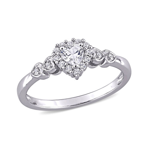 Created White Sapphire (3/8 ct. t.w.) and Diamond - Sterling Silver, Accent Heart Ring