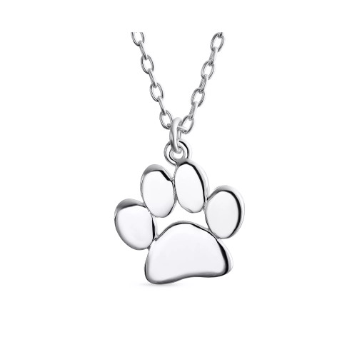 Dainty Dog Cat Pet Kitten Puppy Paw Print Pendant Necklace Animal Jewelry For Women .925 Sterling Silver