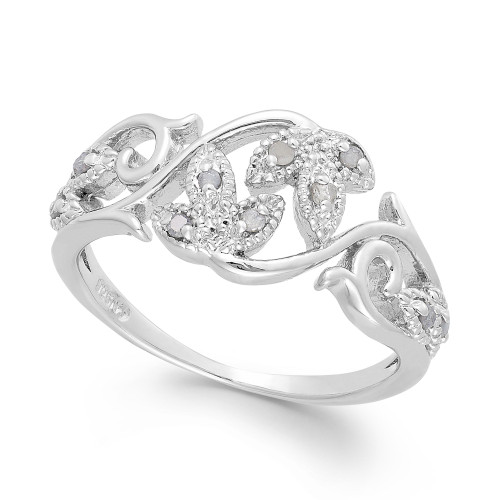 Diamond Vine Ring in Sterling Silver (1/10 ct. t.w.)