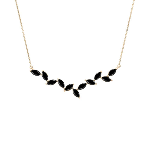 Onyx Marquise 17" Collar Necklace in 14k Gold-Plated Sterling Silver