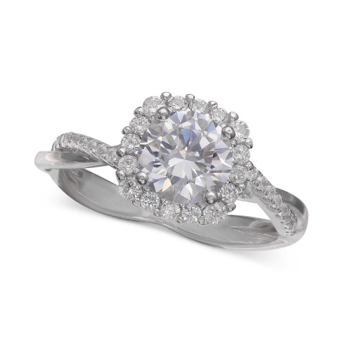 Cubic Zirconia Halo Ring in Sterling Silver, Created for Macy's