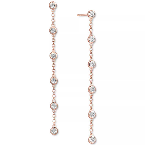 Diamond Bezel Linear Drop Earrings (1/10 ct. t.w.) in Sterling Silver, 14k Gold-Plated Sterling Silver or 14k Rose Gold-Plated Sterling Silver