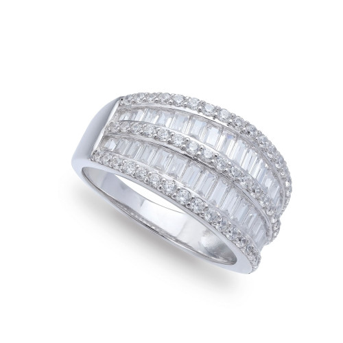 Cubic Zirconia Pave Baguette Ring (2-1/8 ct.t.w) in Sterling Silver