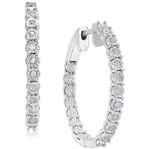 Diamond Hoop Earrings (1/4 ct. t.w.) in Sterling Silver