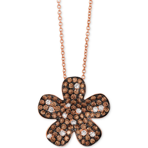 Red Carpet® Diamond Flower 18" Pendant Necklace (1-3/8 ct. t.w.) in 14k Rose Gold