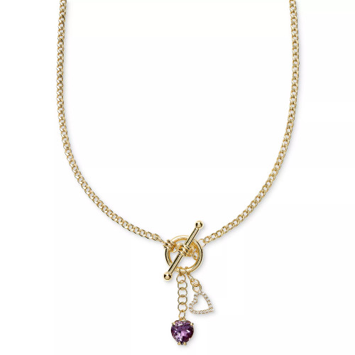 Pink Amethyst (2-3/4 ct. t.w.) & White Topaz Accent Heart Dangle 18" Pendant Necklace in 14k Gold-Plated Sterling Silver (Also in Garnet)