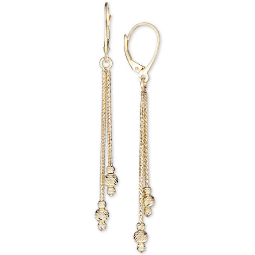 Beaded Drop Earrings in 14k Gold