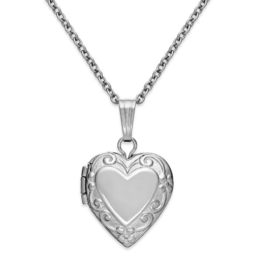 Children's Embossed Heart Locket in Sterling Silver