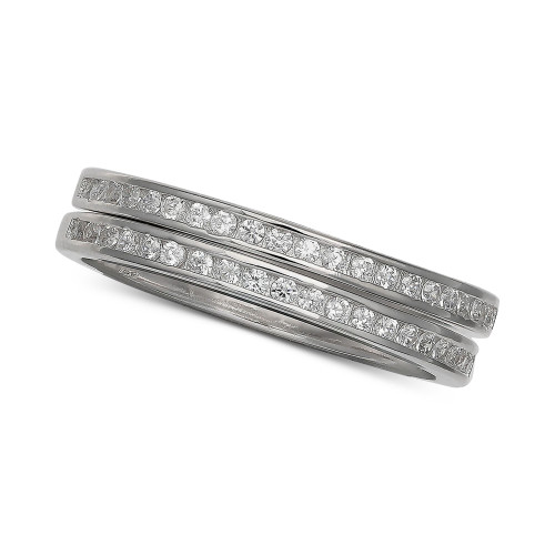 2-Pc. Set Cubic Zirconia Bands in Sterling Silver, Created for Macy's