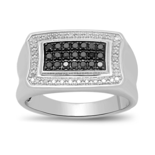 Men's Black & White Diamond Ring (1/2 ct. t.w.) in Sterling Silver
