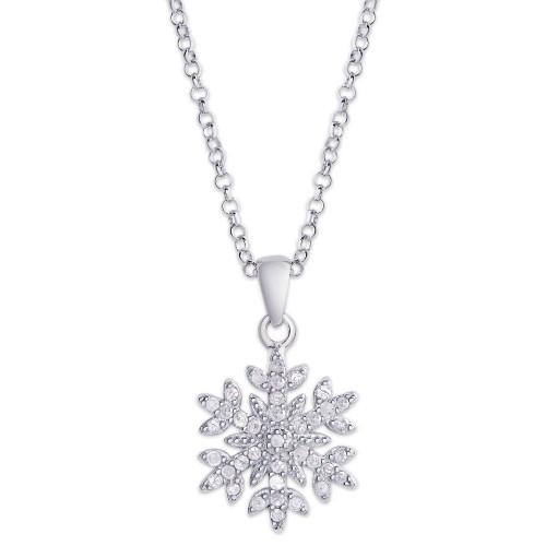 Diamond 1/4 ct. t.w. Snowflake Pendant Necklace in Sterling Silver