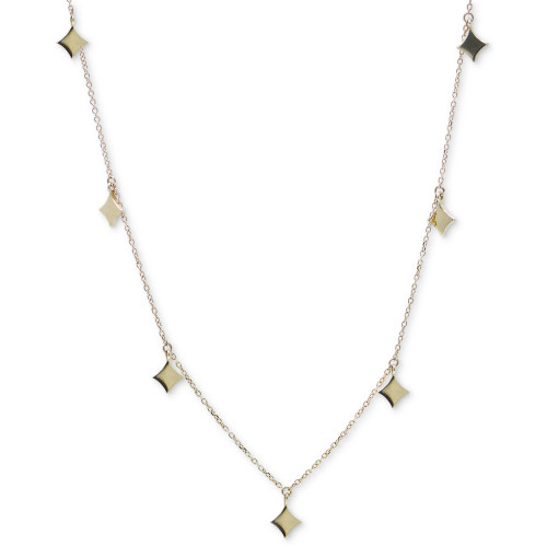 Polished Geometric Dangle Pendant Necklace in 14k Gold, 15" + 1" extender