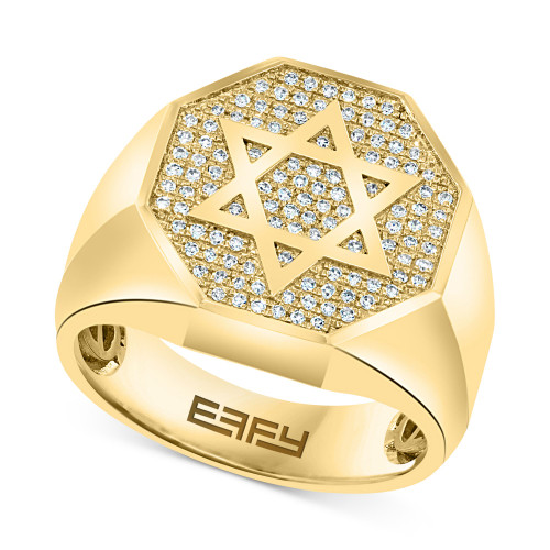 EFFY® Men's Diamond Star of David Ring (1/3 ct. t.w.) in 14k Gold
