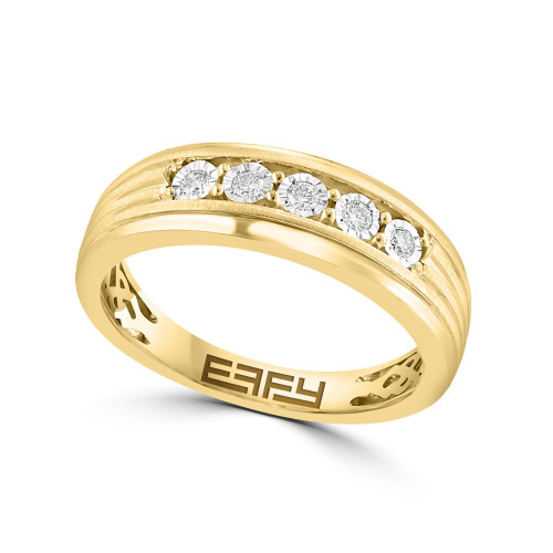 EFFY® Men's Diamond Band (1/6 ct. t.w.) Ring in 14k Gold-Plated Sterling Silver