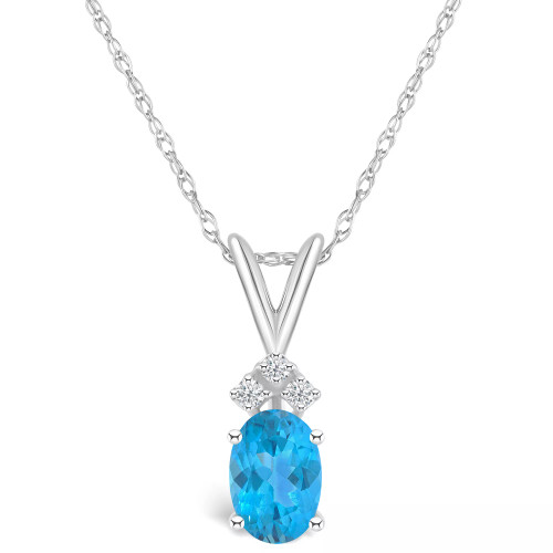 Blue Topaz (1 ct. t.w.) and Diamond Accent Pendant Necklace in 14K White Gold or 14K Gold