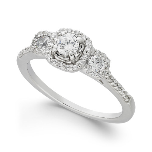 Diamond Triple Halo Engagement Ring (1/2 ct. t.w.) in 14k White Gold