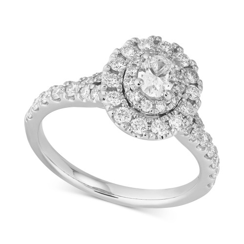 Diamond Oval Halo Engagement Ring (1 ct. t.w.) in 14k White Gold