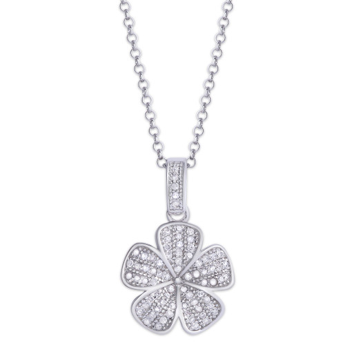 Diamond 1/4 ct. t.w. Flower Pendant Necklace in Sterling Silver