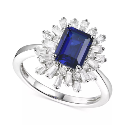 Lab-Created Sapphire (2 ct. t.w.) & Lab-Created White Sapphire (1 ct. t.w.) Ring in Gold-Plated Sterling Silver (Also in Lab-Created Emerald & Lab-Created Ruby)