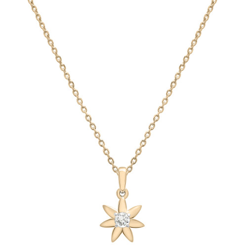 Diamond Flower 18" Pendant Necklace (1/10 ct. t.w.) in 14k Gold-Plated Sterling Silver, Created for Macy's