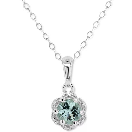 Aquamarine Solitaire 18" Scalloped-Edge Pendant Necklace (3/8 ct. t.w.) in Sterling Silver (Also in Opal)