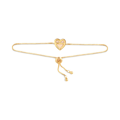 Mother of Pearl & Cubic Zirconia Heart Halo Bolo Bracelet in 18k Gold-Plated Sterling Silver, Created for Macy's