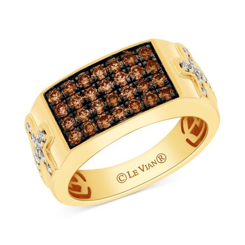 Men's Chocolate Diamond (7/8 ct. t.w.) & Nude Diamond (3/8 ct. t.w.) Cross Cluster Ring in 14k Gold
