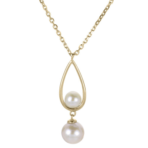 Cultured Freshwater Pearl (4 & 6-1/2mm) Teardrop 18" Pendant Necklace in 14k Gold-Plated Sterling Silver