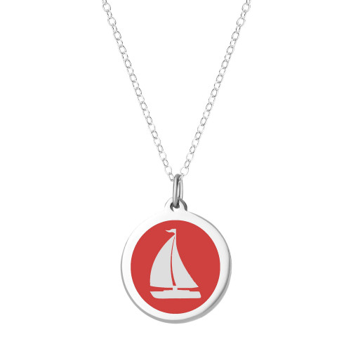 Sailboat Pendant Necklace in Sterling Silver and Enamel, 16" + 2" Extender