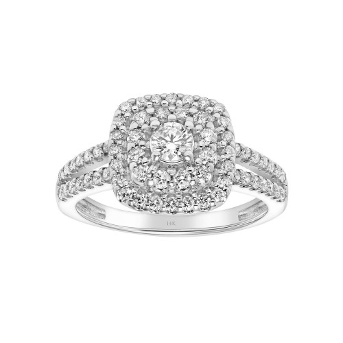 Diamond Double Halo Engagement Ring (3/4 ct. t.w.) in 14k White Gold