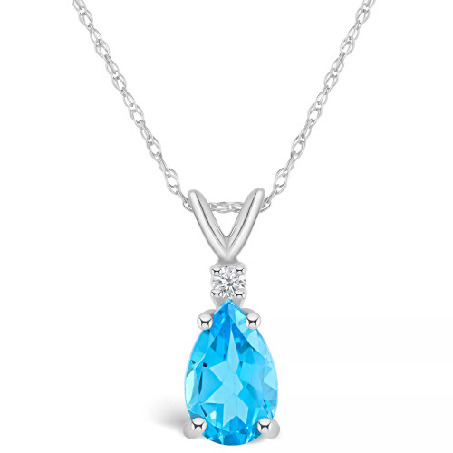 Blue Topaz (1-3/8 ct. t.w.) and Diamond Accent Pendant Necklace in 14K Yellow Gold or 14K White Gold