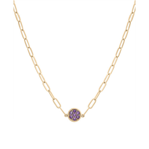 Amethyst Bezel Cluster Pendant Necklace (1/5 ct. t.w.) in 14k Gold-Plated Sterling Silver, 16" + 2" extender