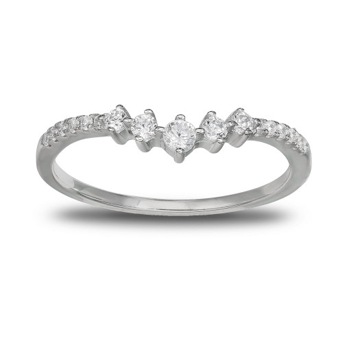 Cubic Zirconia V Band in Sterling Silver, Created for Macy's