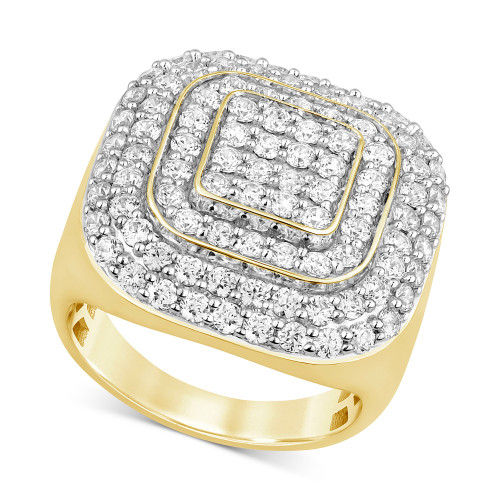 Men's Diamond Square Halo Cluster Ring (3 ct. t.w.) in 10k Gold