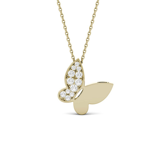 Moissanite Butterfly Pendant 1/6 ct. t.w. Diamond Equivalent in 14k White or Yellow Gold