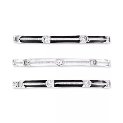 3-Pc. Set Cubic Zirconia & Enamel Stack Rings