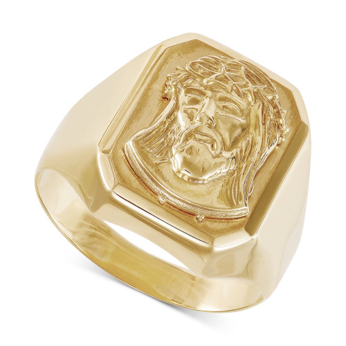 Men's Jesus Three-Dimensional Polished Ring in 10k Gold
