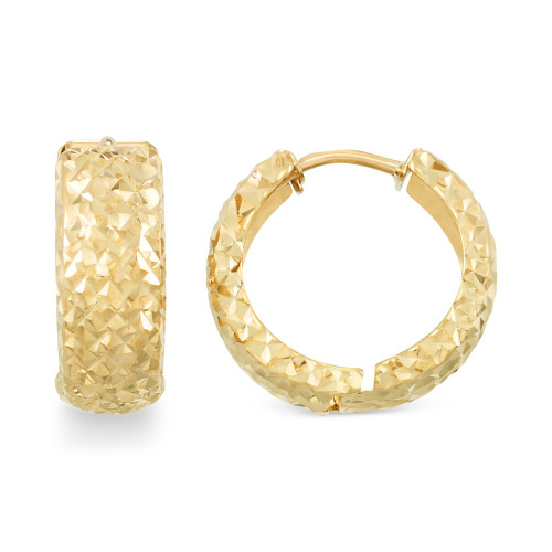 Textured Huggie Hoop Earrings in 14k Gold
