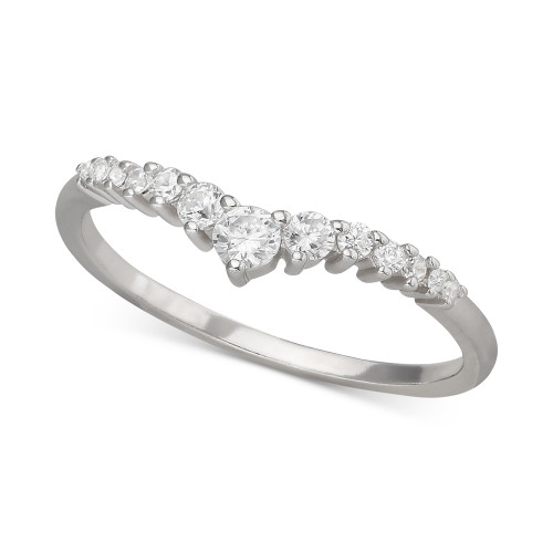 Cubic Zirconia Graduated V Ring in Sterling Silver, Created for Macy's